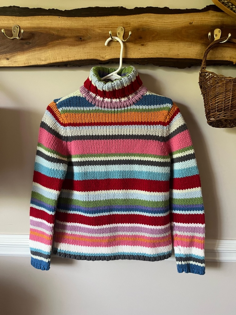 Y2K 2000 Gap Crazy Stripe Chunky Wool Blend Turtleneck M RARE